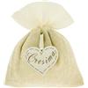 Doni Bomboniere Cresima 12PZ Sacchetto per Confetti Decorata con Cuoricino in Legno Scritta Idee Regalo Complete Originali Economiche