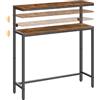 HOOBRO Consolle Ingresso a 2 Ripiani Regolabili, Tavolo da Divano in Stile Industriale per Piccoli Spazi, Adatto a Corridoi Stretti, Altezza Regolabile 80-100 cm, Marrone Vintage e Nero EBF96XG01