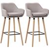 CLP Set di 2 sgabelli da Bar Imbottiti con Schienale Grant, Sgabelli con Rivestimento in Tessuto, Struttura in Legno Fino a 150 kg, Colore:Tortora