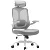 Magic Life Sedia da ufficio ergonomica,Sedia con poggiatesta 2D in rete con schienale alto, supporto lombare confortevole, braccioli regolabili (Bianco)