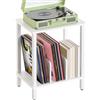 HOOBRO Supporto per Giradischi a 2 Ripiani, Espositore per Dischi in Stile Moderno, Mensola in Legno per 100 Dischi Vinili, CD, Tavolino Multiuso, Bianco EWT05RS01