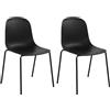 CLP Set di 2 Sedie Hardin, impilabili e resistenti alle intemperie, ideale per balcone, terrazza e sala da pranzo, Colore:nero