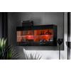 Komodee, Vetrina Savona - Armadio in vetro, Nero/Nero, larghezza 100 cm x altezza 50 cm x profondità 30 cm, LED RGB, 2 ripiani in vetro, 2 ante per soggiorno, cucina