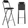WYmaioyis Sgabello da bar pieghevole con schienale, sedia pieghevole imbottita per la colazione, colore nero, altezza seduta 75 cm, senza montaggio