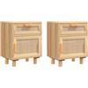 vidaXL Comodini 2 pz Marroni Legno Massello di Pino e Rattan Naturale