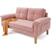 Xbro Divano a 2 Posti con Braccioli e Tasche Laterali, Piccolo Divano in Tessuto per Soggiorno, Appartamento, Ufficio, Facile da Montare, 145 x 77 x 77 cm,Rosa