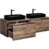 Lomadox Set di mobili da bagno doppio lavabo 160 cm, rovere vintage Nb, 2 inserti in ceramica, 4 cassetti con chiusura morbida, scaffale, larghezza x altezza x profondità: ca. 160,4/59,5/46 cm