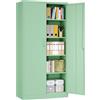 Sightlife Armadio Ufficio in Metallo a 5 Ripiani con 2 Ante, Armadio Garage con Serratura a Chiave, Ripiani Regolabili, L78 x P39 x A170 cm (verde, 78_x_170_cm)