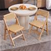 Ya-Home Set di 2 Sedie da Pranzo Sedie Pieghevoli Sedia da Cucina in Rattan Sedie Sala da Pranzo in Legno Poltrona da Cucina per Soggiorno/Ristorante, Legno Naturale