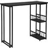 WOLTU Tavolo da Bar Alto con Mensole Bancone da Casa in Metallo e Legno Nero 120x50x105 cm