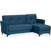EVERGREENWEB MATERASSI & BEDS EVERGREENWEB Divano letto 3 Posti con Contenitore Trasformabile, Divano Angolare con Penisola Chaise Longue, Schienale Reclinabile 3 Livelli Clic Clac, Morbido Tessuto Imbottito Blu, Braccioli Slim