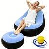 Shyllin Divano ad aria da campeggio con poggiapiedi, portatile, floccato, gonfiabile, poltrona gonfiabile, poltrona da piscina, airlounge, pouf per esterni, per campeggio, casa (2, azzurro chiaro, 1