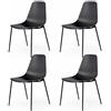 Arreditaly Set 4 Sedie Moderne Con Schienale Ergonomico In Polipropilene E Gambe In Metallo Cucina Sala Da Pranzo Soggiorno Ufficio Studio Design Minimal Scandinavo 87 x 53 x 49 Cm (Nero)