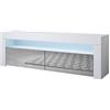 MB Muebles Bonitos, Mobile TV Aker, Soggiorno Moderno, LED, Melamina, Finitura Lucida, Bianco e Grigio, 140x50.5x35cm