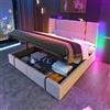 Autheria Letto Matrimoniale con Contenitore 180x200 cm con USB-C, APP-Control e con LED,Letto una piazza e mezza con Testiera e Vano Portaoggetti, Letto Contenitore con rete a doghe letto imbottito