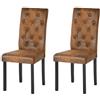 Liink1Ga La Sedia Set di 2 Sedie Imbottite Marrone Sala da Pranzo Cucina, Set 2 Sedie in Legno Suede Marrone per Cucina da Soggiorno/Ristorante/Caffetteria/Ufficio/D'attesa/Caucciù 3 CM, Alta 98 CM/Suede