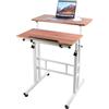homewell Tavolo per computer con 4 ruote, sedile in piedi, tavolo da ufficio, scrivania regolabile in altezza, tavolo in PC, piccolo per casa, ufficio, 60 x 60 cm