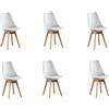 IZTOSS Set di 6 Sedie Cucina Moderno, Sedie Sala da Pranzo 6 pezzi con Gambe in Legno Vendute, comodo cuscino del sedile in schiuma (B-Bianco-6 pezzi)