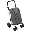 5 five simply smart 5five - Carrello pieghevole a 4 ruote, grigio, 46L - Maniglia regolabile - Tasche con cerniera - Scomparto per alimenti freschi - Leggero - Shopping e mercato - Attività all'aperto
