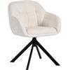 Duhome Poltrona lounge con braccioli in ciniglia, tavolo da toeletta, sedia da pranzo, sedia girevole a 360°, colore Beige