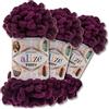 Wohnkult Alize 3 x 100 g Puffy Premium Lana 62 selezione ciniglia lana con passanti per lavorare a maglia e uncinetto senza attrezzi (111 | Prugna
