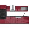 Vicco Cucina componibile R-Line, Rosso lucido, 300 cm con armadio alto, senza piano di lavoro, adatto per combinazioni ed espansioni personalizzate