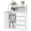 HEXCELEN Mobile da Bagno, Armadietto Autoportante, con 4 Cassetto e Ripiano Regolabile, Armadietto da Salvaspazio con Cassetto Spazioso, per Bagno, Soggiorno, Corridoio, Bianco, 30 x 80 x 110 cm
