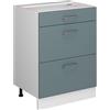Vicco Mobiletto base per cucina R-Line, Grigio-blu, 60 cm con cassetti, senza piano di lavoro, per la libera combinazione all'interno di sistemi cucina modulari
