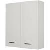 MERCATONE GERMANVOX da oltre 40 anni arr Pensile Bagno Lavanderia Bianco Lucido 2 Ante 60x22x71 cm | Mobile bagno sospeso, 2 ante, finitura bianco lucido, armadietto porta oggetti, per bagno lavanderia e accessori