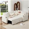 Bladez Divano letto a forma di L, divano ad angolo allungabile, velluto di ciniglia, chaise longue con vano portaoggetti, porta di ricarica, supporto per braccioli, per soggiorno (beige-A)