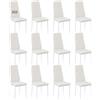 buybyroom Set Di 12 Sedie Da Cucina In Metallo, Sedia Da Tavolo Da Pranzo Confortevole Seduta Imbottita, Bianco