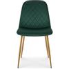 Cribel SEDIA NEW LENA VELLUTO VERDE/GAMBE ORO | Set 4 Sedie da Pranzo in Velluto Verde con Impunture a Rombi | Design Moderno ed Elegante per Cucina, Soggiorno e Sala da Pranzo