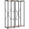 HOMN LIVING Cabina Armadio Jana con 3 Ripiani e 2 Barre, Colore Rovere/Nero, 120 cm (Larghezza) 40.4 cm (profondità) 167 cm (Altezza)
