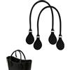 Generico 1 Paio di Manici in Pelle Lunghi e Corti per O Bag, Rotondi e con Fibbia a D Borsa da Donna per O Bag Classic Mini Basket (Nero, 68CM)