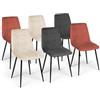 IDMarket - Lote de 6 sillas MILA en mezcla de terciopelo color terracota x2, gris oscuro x2 y beige x2
