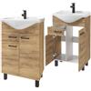 Deftrans Domodomo - Armadietto da bagno con lavandino, 86 x 53 x 31 cm, con cassetto e base laccato, elegante set con lavabo in ceramica (bianco)