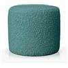 Deshome - Pouf poggiapiedi divano Ø 50 cm tessuto bouclé: Pouf design moderno per divano soggiorno camera da letto Puff poggiapiedi Pouffe salotto Iside Petrolio