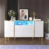Rvjiahe Credenza bianca lucida con 1 cassetto, cassettiera per camera da letto, credenza bianca lucida - B150/T40/H80 cm (bianco)