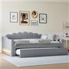 Trdlpyn Divano Letto 140 x 200 cm con letto estraibile 90 x 190cm, Letto Imbottito con Striscia luminosa a LED, Rete a doghe, letto singolo matrimoniale((Senza materasso)