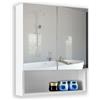 LEMROE Armadietto da bagno con specchio e 2 ante, con ripiani regolabili, montaggio a parete, in MDF, 50 x 13 x 60 cm