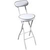 Jpquantrics Sgabello da Bar Pieghevole Alto Comodo Sedile Imbottito con Schienale E Poggiapiedi Sgabello da Colazione Portatile Metallo Capacità 100kg Stabile e Resistente Per Sala Giochi, Ufficio, Festa(White,65