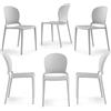 REDÒKASA Set 6 sedie in polipropilene JASMINE, impilabile, resistente ai raggi UV, design moderno, ideale per sala da pranzo, cucina, sala d'attesa, bar, ristoranti o giardino (Bianco, 6)
