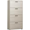 milani home - scarpiera 4 ante a ribalta 75 x 33 x 152 cm, marrone, mobile salvaspazio per ingresso e corridoio