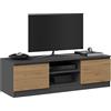 CDF Mobile porta TV 120 cm moderno con ripiano aperto passacavi e due vani laterali senza maniglie struttura 16 mm mobile basso per soggiorno salotto - Rovere Artisan/Antracite