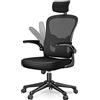 naspaluro Sedia da Ufficio, Sedia Ufficio Ergonomica, Poltrona Ufficio con Poggiatesta e 90° Bracciolo Regolabile, Sedia scrivania Traspirante con Supporto Lombare, Nero
