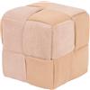 Marvin Pouf In Velluto Intrecciato a Coste Poggiapiedi Cube Sgabello per Casa Soggiorno Camera da Letto Salotto Divano Tavolino Quadrato Cubo Poltrona (Tortora/Sabbia)