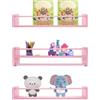 Shinpeed Set di 3 librerie per bambini, 58 cm, mensola da parete per cameretta dei bambini, in legno, con perle di legno, barriere per soggiorno, cucina, camera da letto (rosa)
