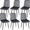 WAFTING Set di 6 sedie da pranzo imbottite con schienale alto e velluto olandese, con base in metallo, per sala da pranzo, soggiorno e sala ricevimenti, grigio scuro