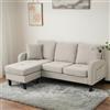 VIVCA Divano ad angolo a forma di L 166x118x77 cm con chaise longue - Divano a 3 posti, tessuto di lino e cotone traspirante, gambe in plastica, design modulare, ideale per soggiorno, appartamenti e