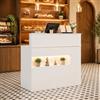 DEZAGCE Banco di reception, banco di reception, banco di vendita, sala reception, sala di accoglienza, bancone da ufficio, con grande superficie di lavoro, bianco, legno, 100 cm x 120 cm x 50 cm